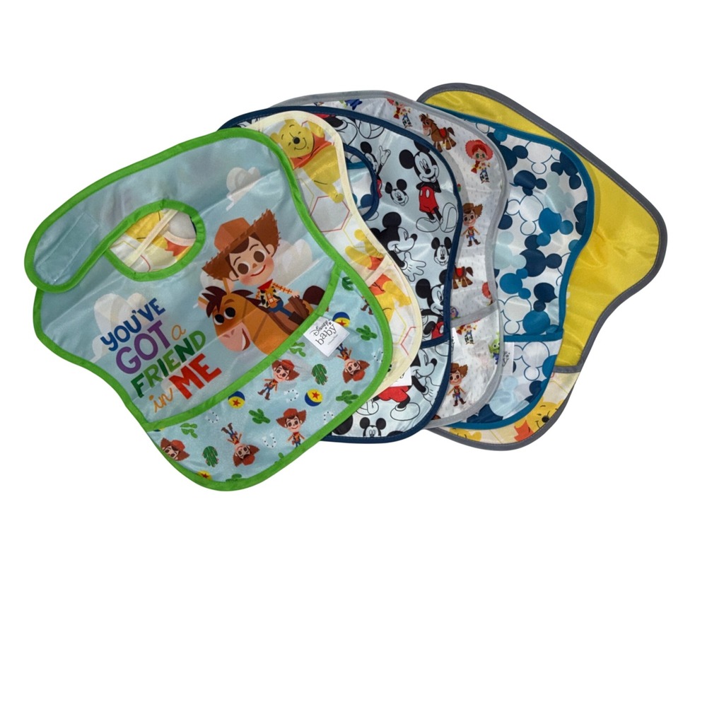 Disney Baby Bibs Lot of 7 Unisex Multicolor Excellent Waterproof Toy Story Pooh